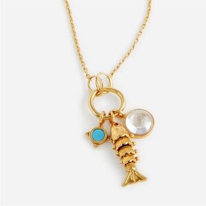 Madewell Fish Gold Charm Necklace with Turquoise Accents